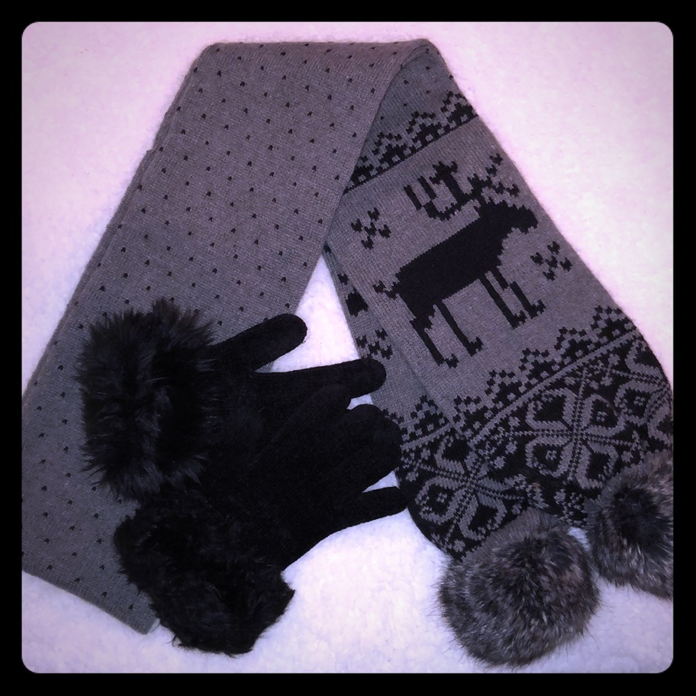 Printed Gray Scarf